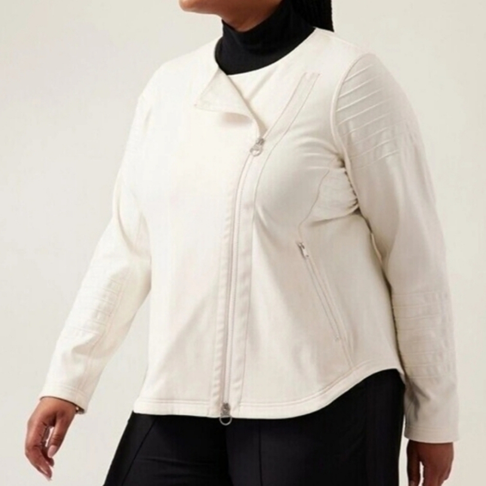 NWT Athleta Women’s Ivory Moto Side Zip‎ Jacket Plus Size 1X